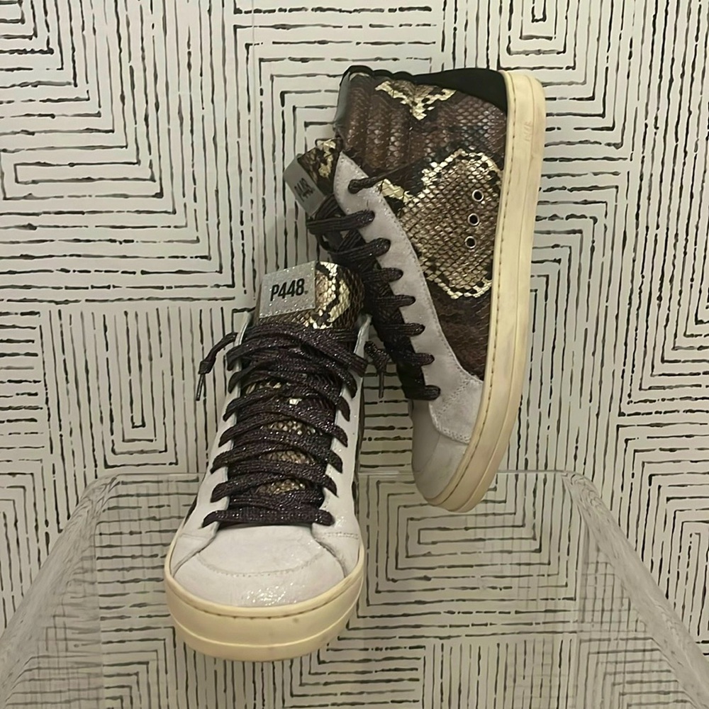 Sparkly P448 mixed material high tops!